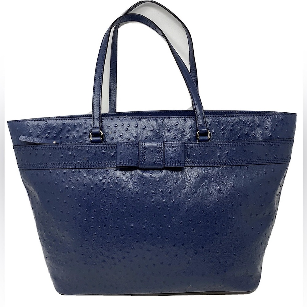 Kate Spade Navy Ostrich Harmony Valencia Road Embossed Large Travel Tote Bag